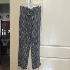 Theory Blue and White Patterned Trousers.  NWOT. 100% silk, super elegant.